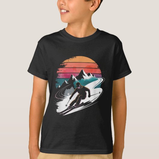 Retro-Skifahren T-Shirt (Vorderseite)