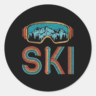 Retro Skifahren Vintage 80er 90er Snowboarden Skif Runder Aufkleber