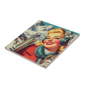 Retro-Skifahrerin Fliese (Seite)