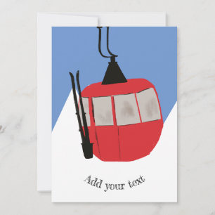 Retro-Skifahrstuhl-Ski-Schneeberg-Illustration Feiertagskarte