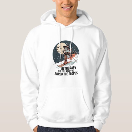 Retro-Skihexe Halloween-Kunst Hoodie (Vorderseite)