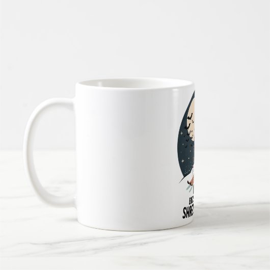 Retro-Skihexe Halloween-Kunst Kaffeetasse (Links)
