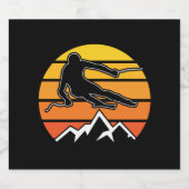 Retro Skiing Alkoholflaschenetikett (Einzelnes Label)