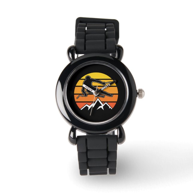 Retro Skiing Armbanduhr (Vorderseite)