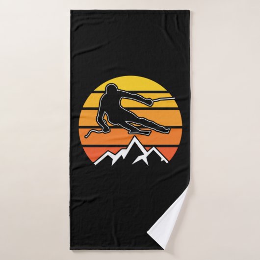 Retro Skiing Badehandtuch (Badehandtuch)