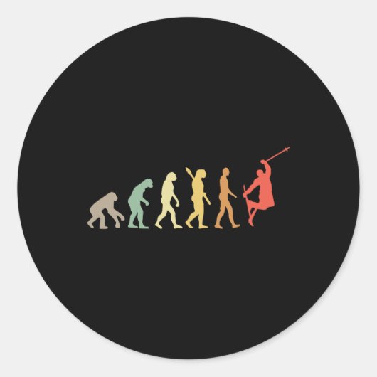 Retro Skiing Evolution For Skiers Skiing Season  Runder Aufkleber (Vorderseite)