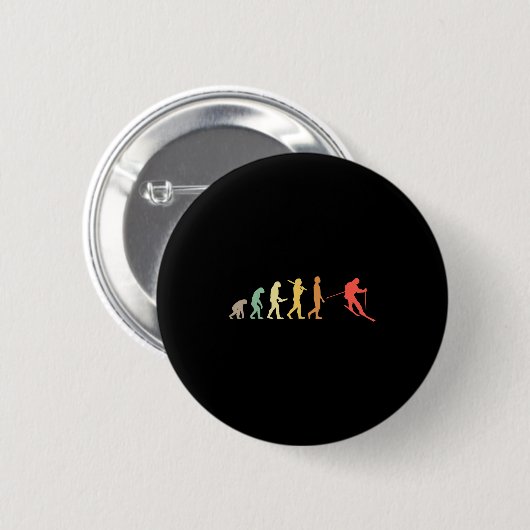 Retro Skiing Evolution Geschenk für Skifahrer Button (Vorne & Hinten)
