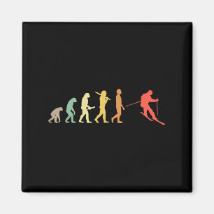 Retro Skiing Evolution Geschenk für Skifahrer Magnet