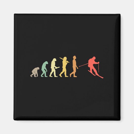 Retro Skiing Evolution Geschenk für Skifahrer Magnet (Vorne)