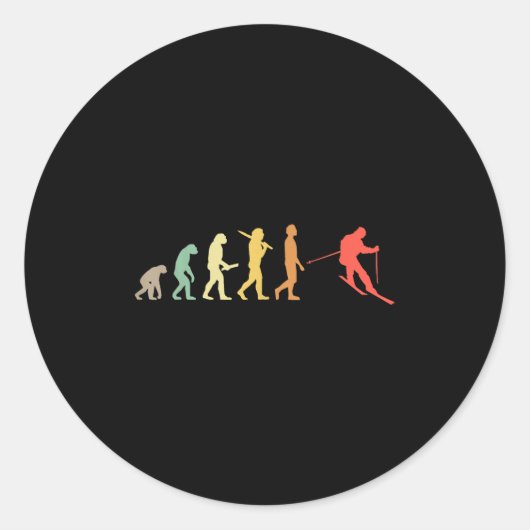 Retro Skiing Evolution Geschenk für Skifahrer Runder Aufkleber (Vorderseite)