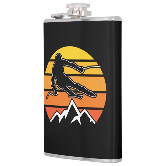 Retro Skiing Flachmann (Links)