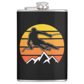 Retro Skiing Flachmann (Vorderseite)