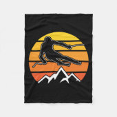 Retro Skiing Fleecedecke (Vorderseite)