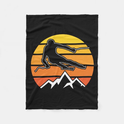 Retro Skiing Fleecedecke (Vorderseite)