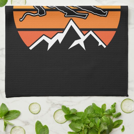 Retro Skiing Geschirrtuch (Gefaltet)