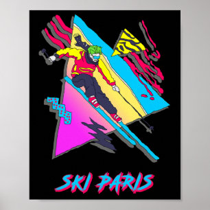 Retro-Skiing-Grafik in Paris Poster