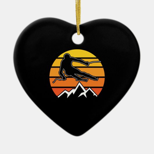 Retro Skiing Keramik Ornament (Vorne)