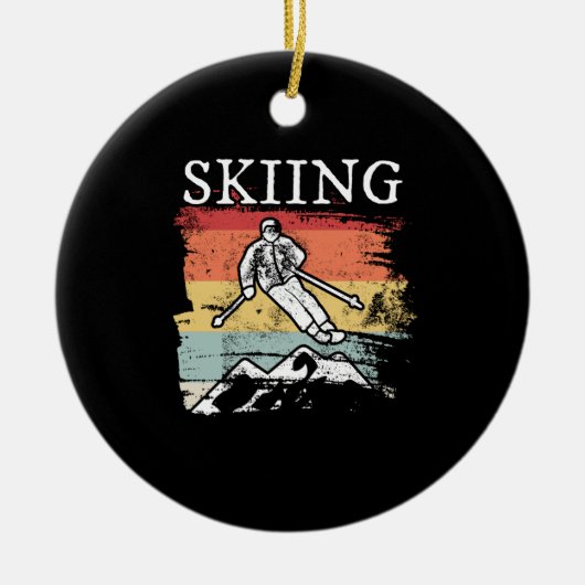 Retro Skiing Keramik Ornament (Vorne)