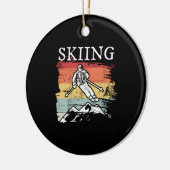 Retro Skiing Keramik Ornament (Links)
