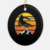 Retro Skiing Keramik Ornament (Links)