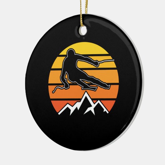Retro Skiing Keramik Ornament (Links)