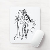 Retro Skiing Lady Mousepad (Mit Mouse)