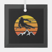 Retro Skiing Ornament Aus Glas (Vorderseite)
