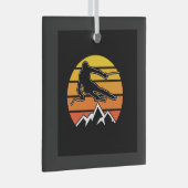 Retro Skiing Ornament Aus Glas (Vorderseite Rechts)