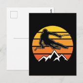 Retro Skiing Postkarte (Vorne/Hinten)
