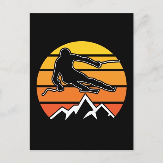 Retro Skiing Postkarte (Vorderseite)