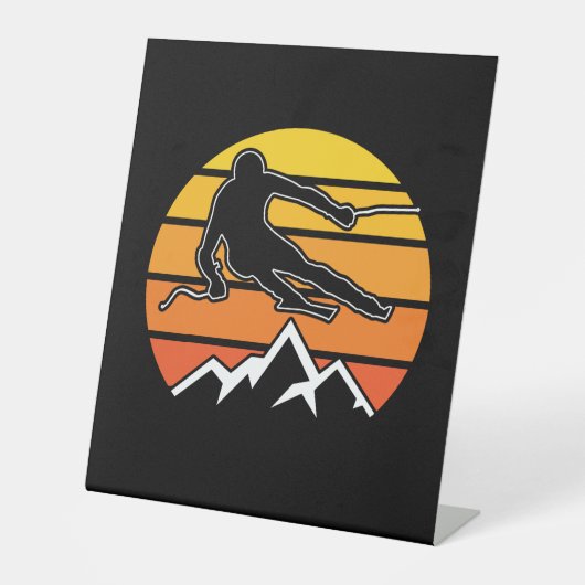 Retro Skiing Sockelschild (Vorderseite)