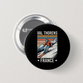 Retro Skiing Val Thorens Frankreich, französisches Button (Vorne & Hinten)