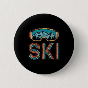 Retro Skiing Vintag 80er 90er Snowboarden Skifahre Button