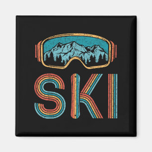 Retro Skiing Vintag 80er 90er Snowboarden Skifahre Magnet