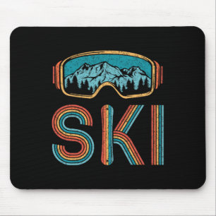 Retro Skiing Vintag 80er 90er Snowboarden Skifahre Mousepad