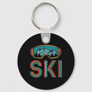 Retro Skiing Vintag 80er 90er Snowboarden Skifahre Schlüsselanhänger