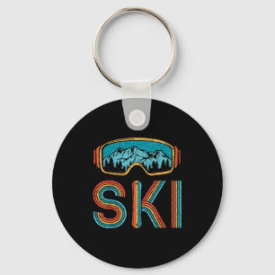 Retro-Skiing Vintage 80er 90er Snowboarden Skifahr Schlüsselanhänger