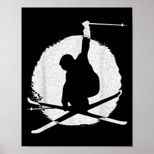 Retro Skiing - Vintager Skifahrer, Skipiste, Cold  Poster