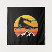 Retro Skiing Wandteppich (Vorderseite)