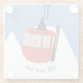 Retro Skilift Skipiste Schneeberg - Illustration Glasuntersetzer (Rückseite)