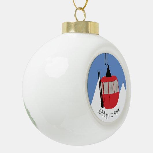 Retro Skilift Skipiste Schneeberg - Illustration Keramik Kugel-Ornament (Links)