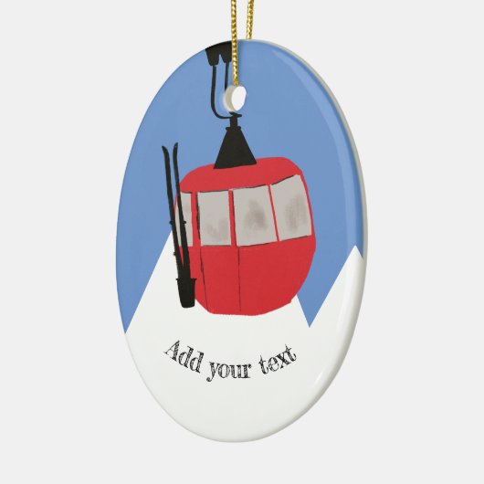 Retro Skilift Skipiste Schneeberg - Illustration Keramik Ornament (Links)