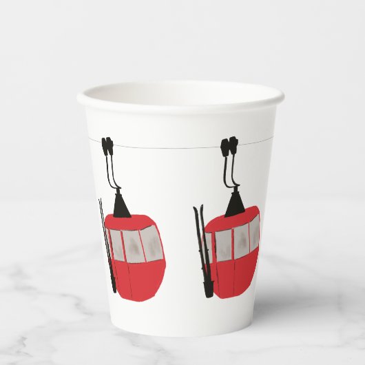 Retro Skilift Skipiste Schneeberg - Illustration Pappbecher (Vorderseite)