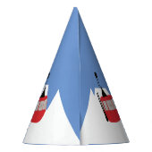 Retro Skilift Skipiste Schneeberg - Illustration Partyhütchen (Rückseite)