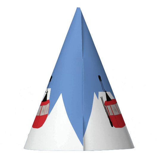 Retro Skilift Skipiste Schneeberg - Illustration Partyhütchen (Rückseite)