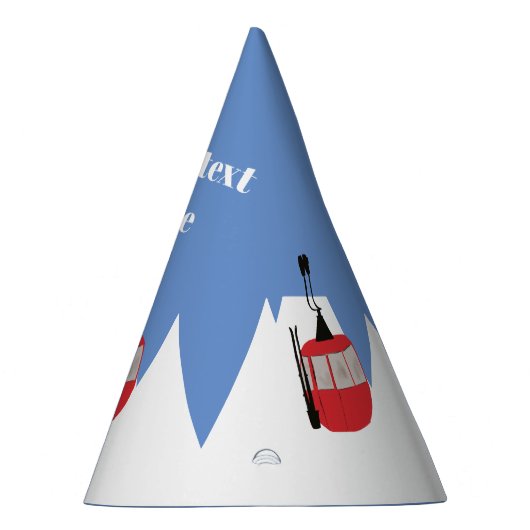 Retro Skilift Skipiste Schneeberg - Illustration Partyhütchen (Rechts)