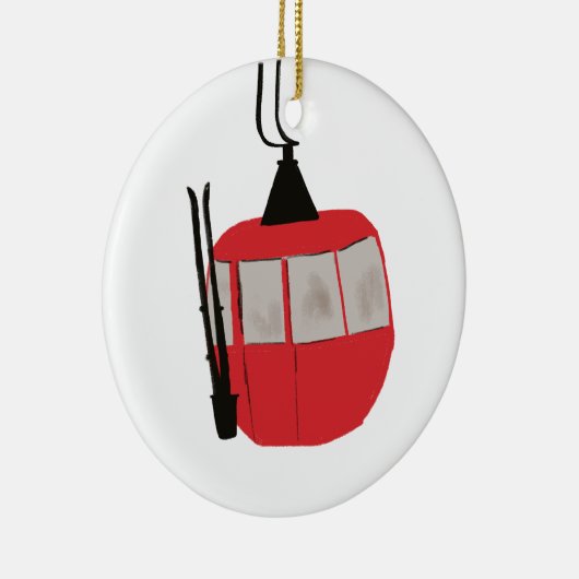 Retro Skilift - Snowboarden Keramik Ornament (Rechts)