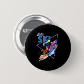 Retro-Skipulver Vintage Skischuhfarben verschleier Button (Vorne & Hinten)