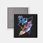 Retro-Skipulver Vintage Skischuhfarben verschleier Magnet (Vorderseite/Rückseite)