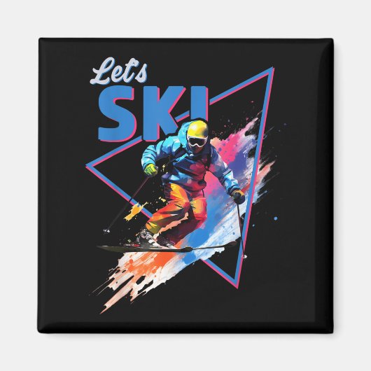 Retro-Skipulver Vintage Skischuhfarben verschleier Magnet (Vorne)